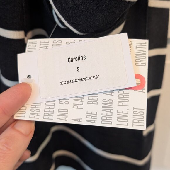 LuLaRoe Caroline Cardigan, size S, new with tags, black & white stripped - Picture 3 of 7